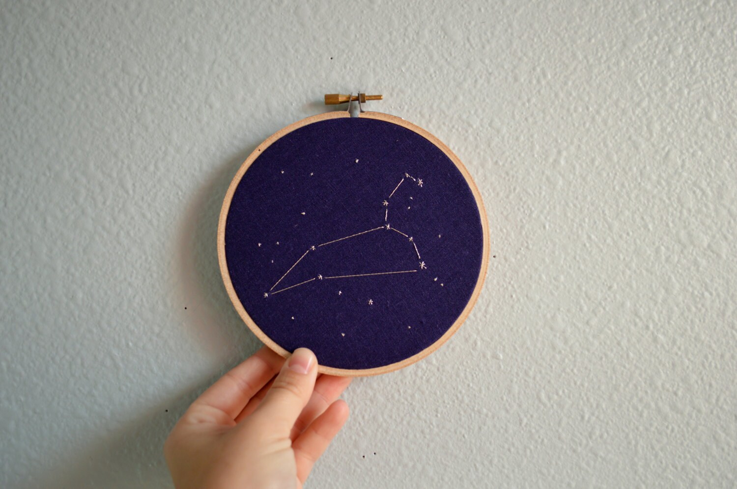 Leo Constellation Embroidery Hoop Art Zodiac Star Sign