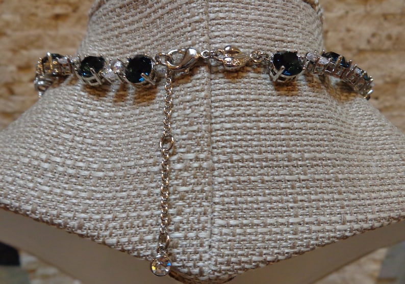 Navy and White Crystal Necklace 16 inch
