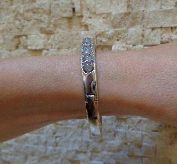 Small Labradorite and Ruby Bangle in Sterling Sil… - image 2