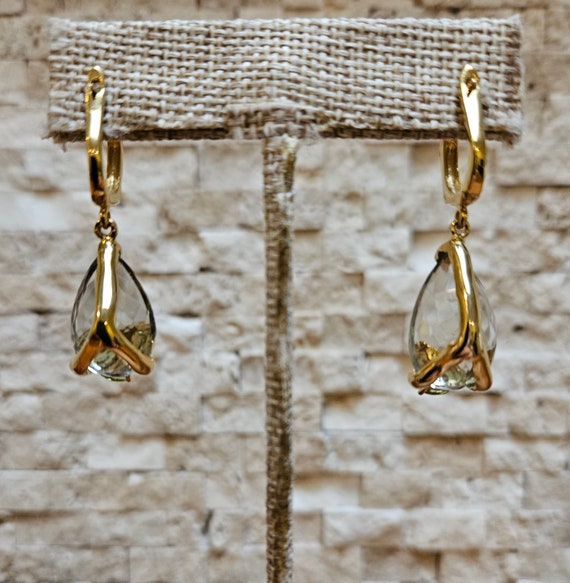 Green Amethyst and Peridot Earrings in 18k Yellow… - image 2