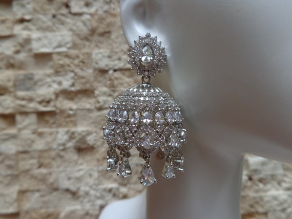 Dressy Silver and CZ Chandelier Earrings