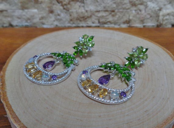 Amethyst, Chrome Diopside, Citrine, Opal and Peri… - image 3