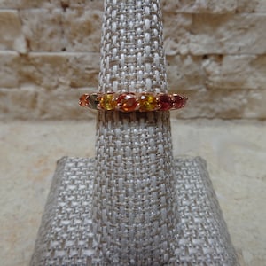 Multi-Colored Sapphire Eternity band in 18K Rose Gold Vermeil, Size 7