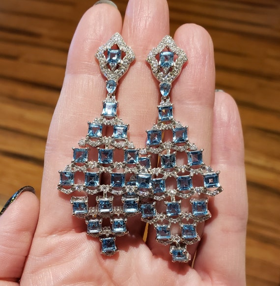 Blue Topaz And White Sapphire Dressy Earrings in … - image 1
