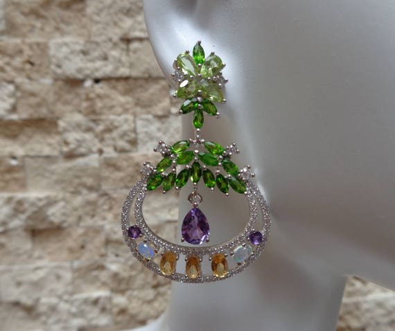 Amethyst, Chrome Diopside, Citrine, Opal and Peri… - image 1