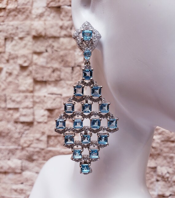 Blue Topaz And White Sapphire Dressy Earrings in … - image 2