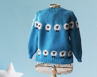 artisan crafted sheep sweater for kids, luxury clothing, merino wool sweater for boys, toddler gifts for girls, cute sweaters with animals