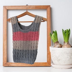Recycled Cotton knit tank top hipster style, vegan friendly cropped camisole round collar, 2nd anniversary gift for wife, mother&#39;s day gift