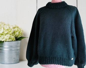 Maglione classico in lana con maniche raglan, maglieria di lusso su misura, regalo anniversario, pullover caldo fatto a mano lana peruviana