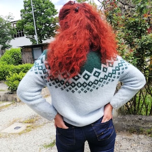 Knitted Fair Isle jumper, Alpaca merino icelandic sweater, 7h annivesary gift, luxury knitwear, custom nordic style pullover, gay friendly