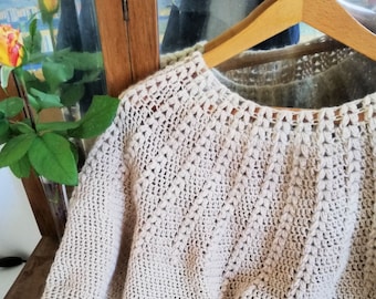 custom top down crochet sweater women, luxury clothing, layering sweater for women handmade, alpaca sweater, 7 year anniversary gift for her