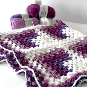 Vegan Crochet baby blanket, Pram baby blanket, baby shower afghan, 100% cotton blanket, Granny square blanket by cosediisa image 8