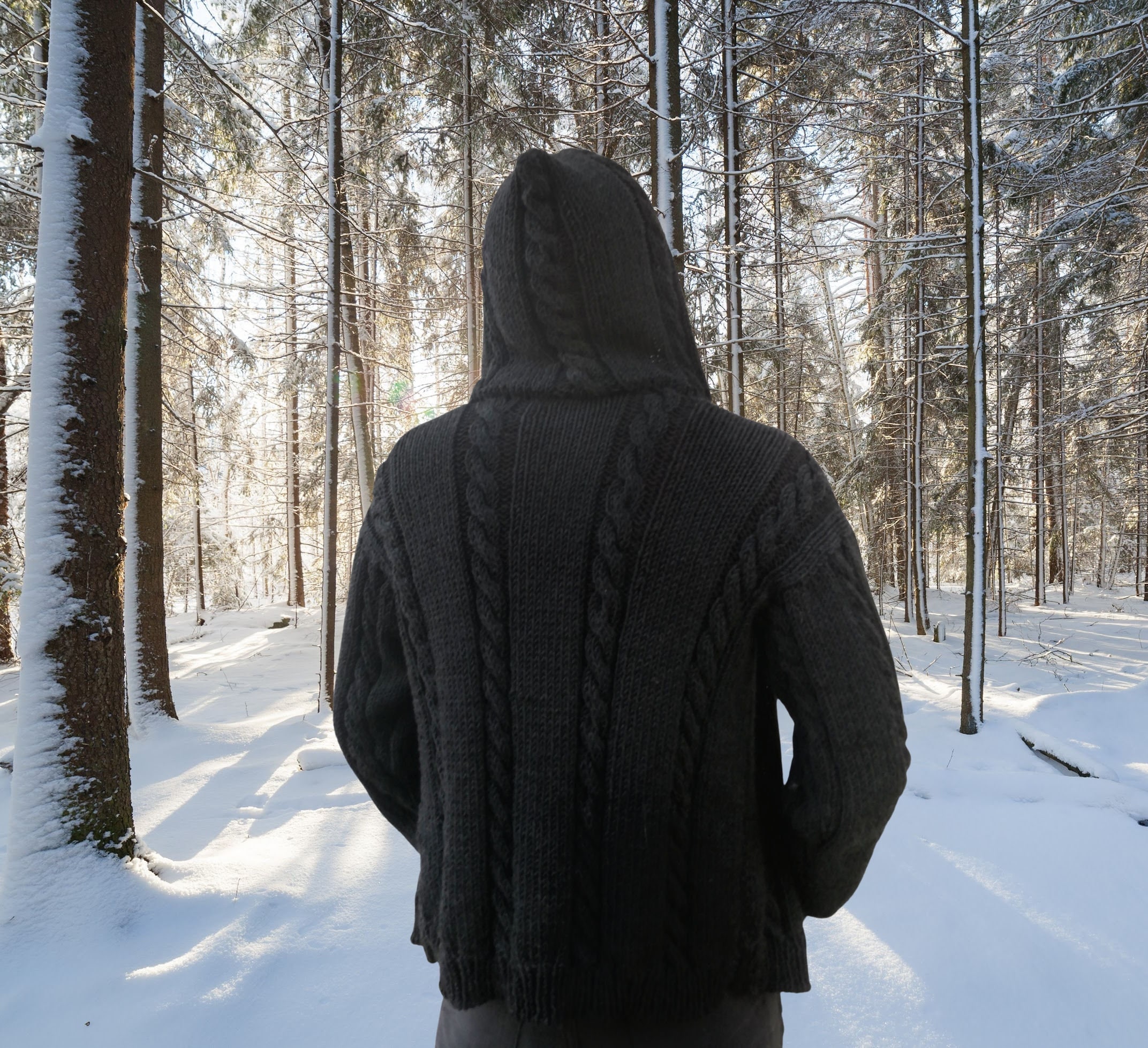 Customizable Aran Knit Hooded Jumper 