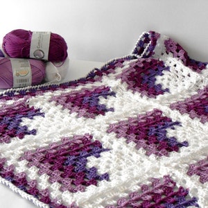 Vegan Crochet baby blanket, Pram baby blanket, baby shower afghan, 100% cotton blanket, Granny square blanket by cosediisa image 3