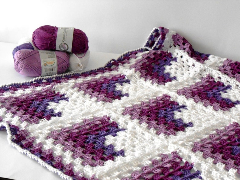 Vegan Crochet baby blanket, Pram baby blanket, baby shower afghan, 100% cotton blanket, Granny square blanket by cosediisa image 3