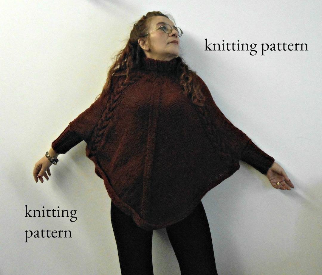 Gestrickter Poncho mit Ärmeln, Poncho-Muster, Erklärungen und