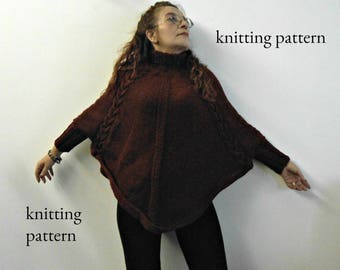knit sleeved poncho pattern, wool poncho tutorial, cable knit poncho, DIY sleeved mantle, wool wrap tutorial, How to poncho,