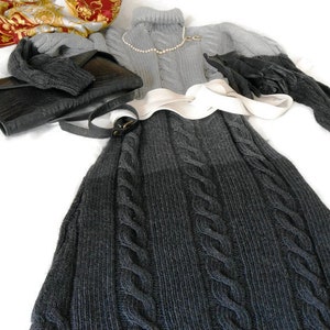custom aran sweater dress for women, hand knit merino wool dress women, cruelty free gift, hygge dress, 7th anniversary gift for wife, cable