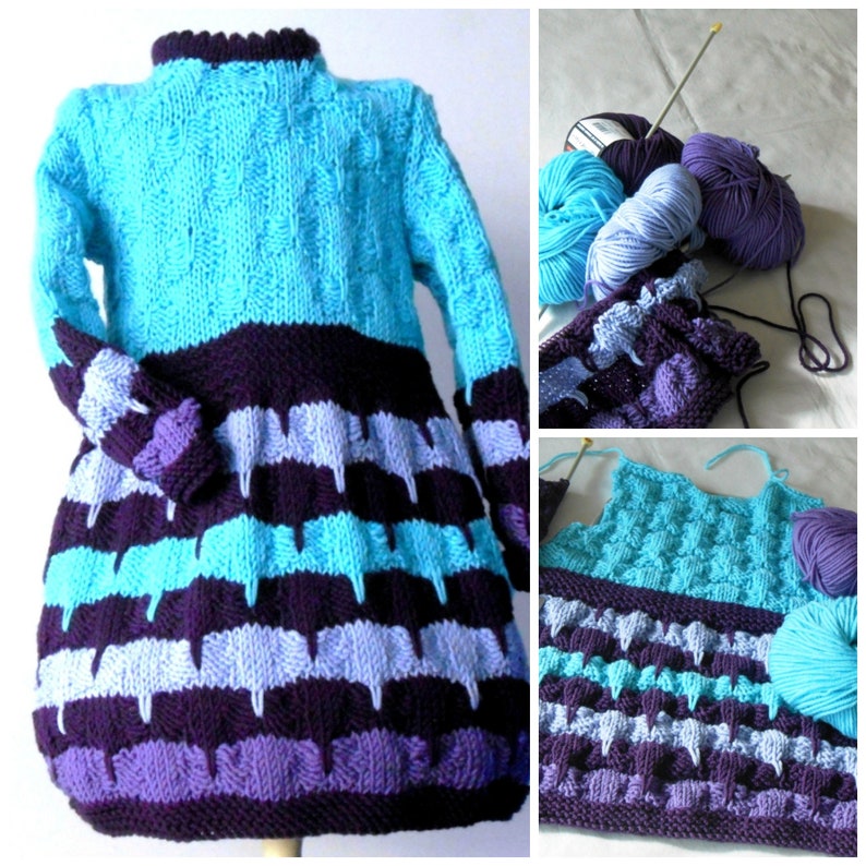 Knit Dress for Baby Girls Sweater Dress in Merino Wool Acqua Etsy