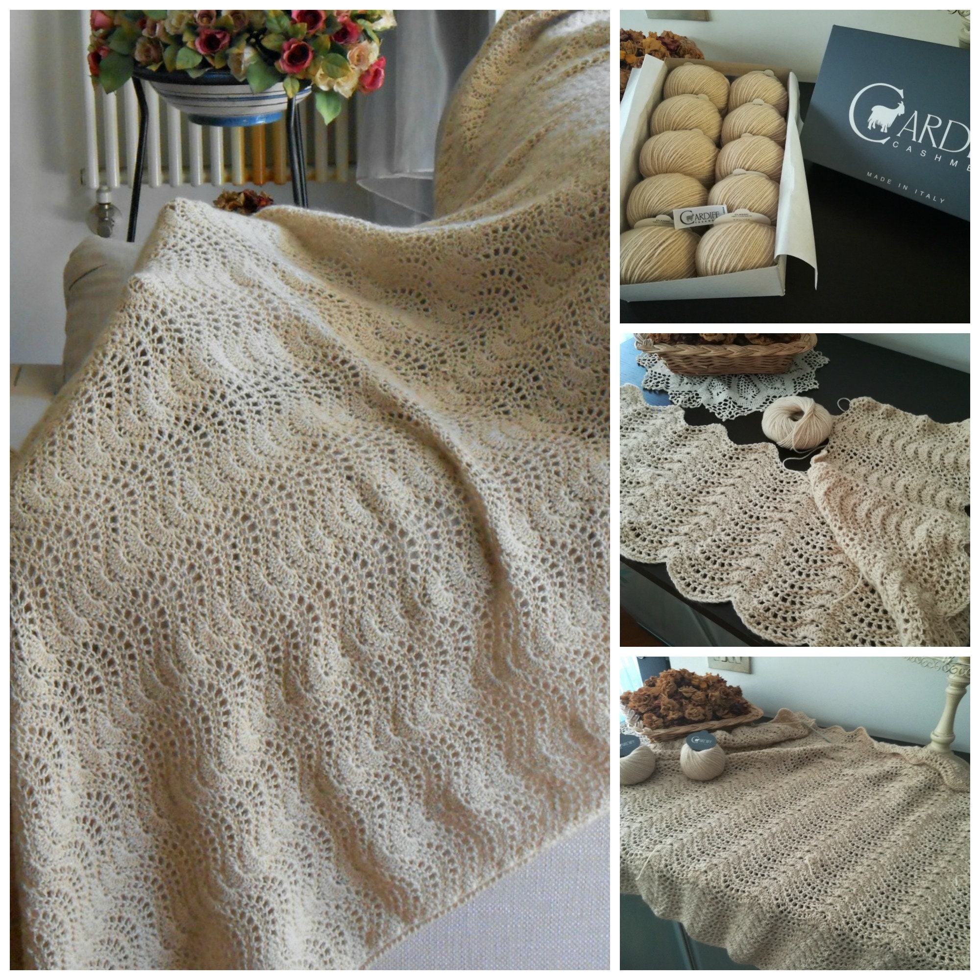 Luxury Crochet Blanket in Pure 100 Italian Cashmere to Order Etsy