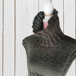 hand knit dickie, 7th anniversary gift for wife, alpaca mohair silk dickey, turtleneck scarf, luxury layer fashion, unique gifts for mom