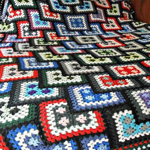 Granny Square crochet blanket made to order, hygge mens cave afghan pure Merino wool, crochet double bed cover cottage chic gay wedding gift image 6