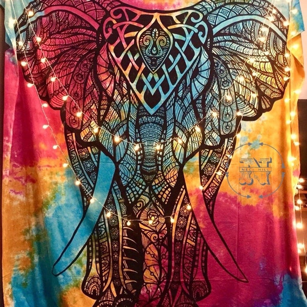 Mandala Elephant Tapestry Tye Dye Beach Blanket Boho Curtain Wall Hanging Hippy Dorm Gypsy Wedding Backdrop  Festival Hippie