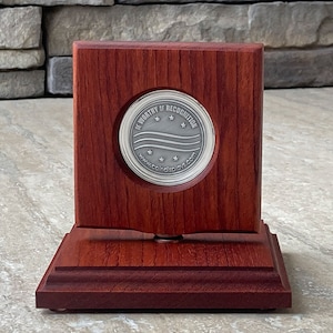 Challenge Coin Rotating Display - Natural Jatoba Wood - Perfect for Challenge Coins... Makes a great gift!