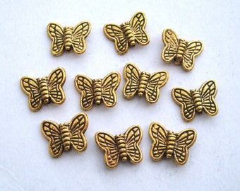 5 pcs in a Pack 24Kt Gold Plated Tiny Butterfly Red Enamelled Charms