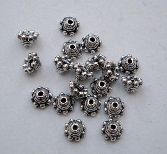 BULK BC051 100 Antique Silver Bead Caps Small 5MM Bead Caps Lot