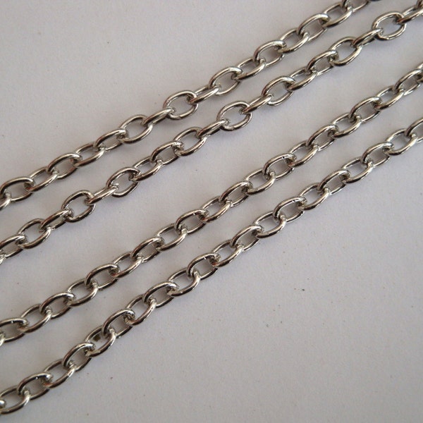 Antique silver chain, 3m, links 3.5 x 2.5mm necklace cable chain 3 metres