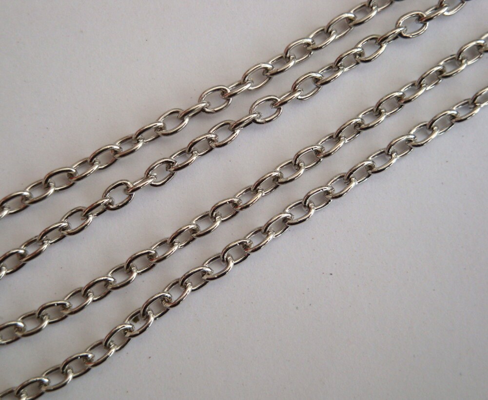 Antique silver chain, 3m, links 3.5 x 2.5mm necklace cable chain 3 me…
