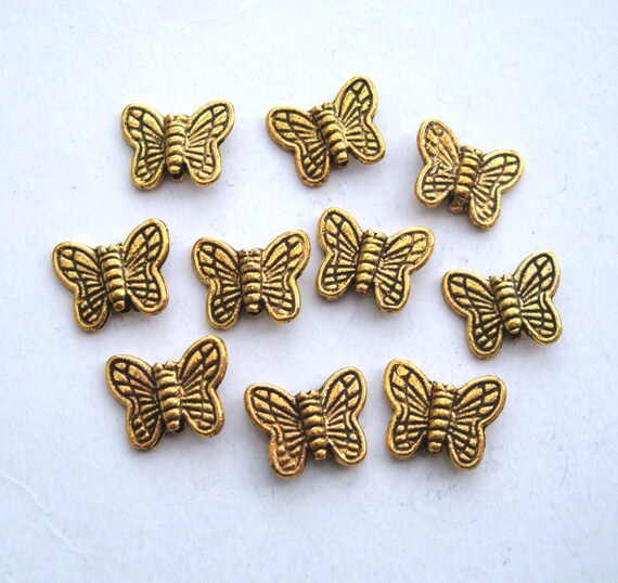 25 un Mariposa de Metal Espaciador Perlas Joyas De Plata Antigua 10x8mm-B0102070