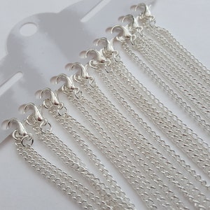 Silver plated necklaces 46cm 18 inch x10, chain 2x3mm link curb, bulk wholesale, ready made necklace pack of 10 image 1