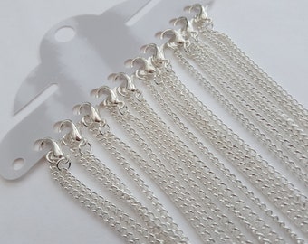 Silver plated necklaces 46cm - 18 inch x10, chain 2x3mm link curb, bulk wholesale, ready made necklace