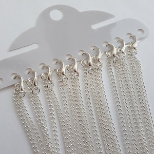 Silver plated necklaces 46cm 18 inch x10, chain 2x3mm link curb, bulk wholesale, ready made necklace pack of 10 image 2