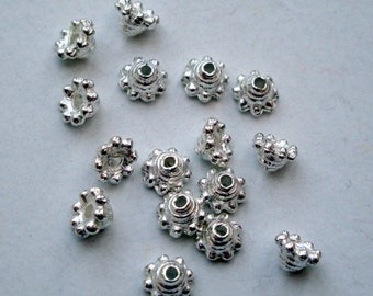 Bead caps silver plated x100, 5mm beadcaps bobble edge, pack of 100 BCS014