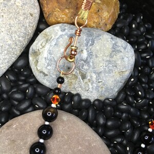 Necklace - Black Agate and Botswana Agate with Copper and Swarovski Accents Necklace - Jewelry with a Purpose - Protection and Solutions