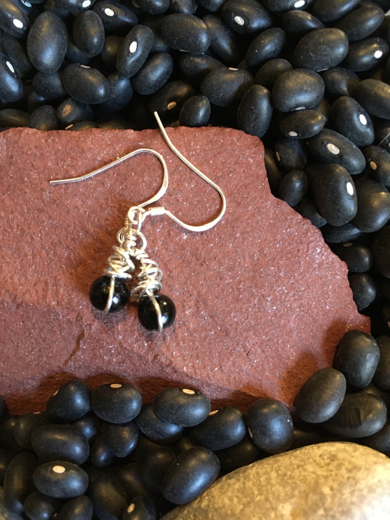 Jewelry with Meaning Dangle Earrings Earrings Grounding and Shields Against Negativity Obsidian and Sterling Wire Wrapped Earrings