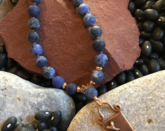 Necklace - Matte Finished Sodalite, Swarovski and Copper - Jewelry with Meaning - Self Confidence and Logic