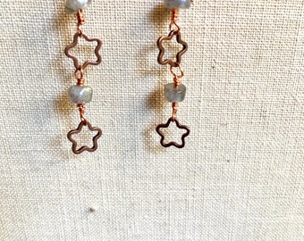 Earrings - Labradorite and Copper Star Earrings - Dangle Earrings - Jewelry with Meaning - Transformation