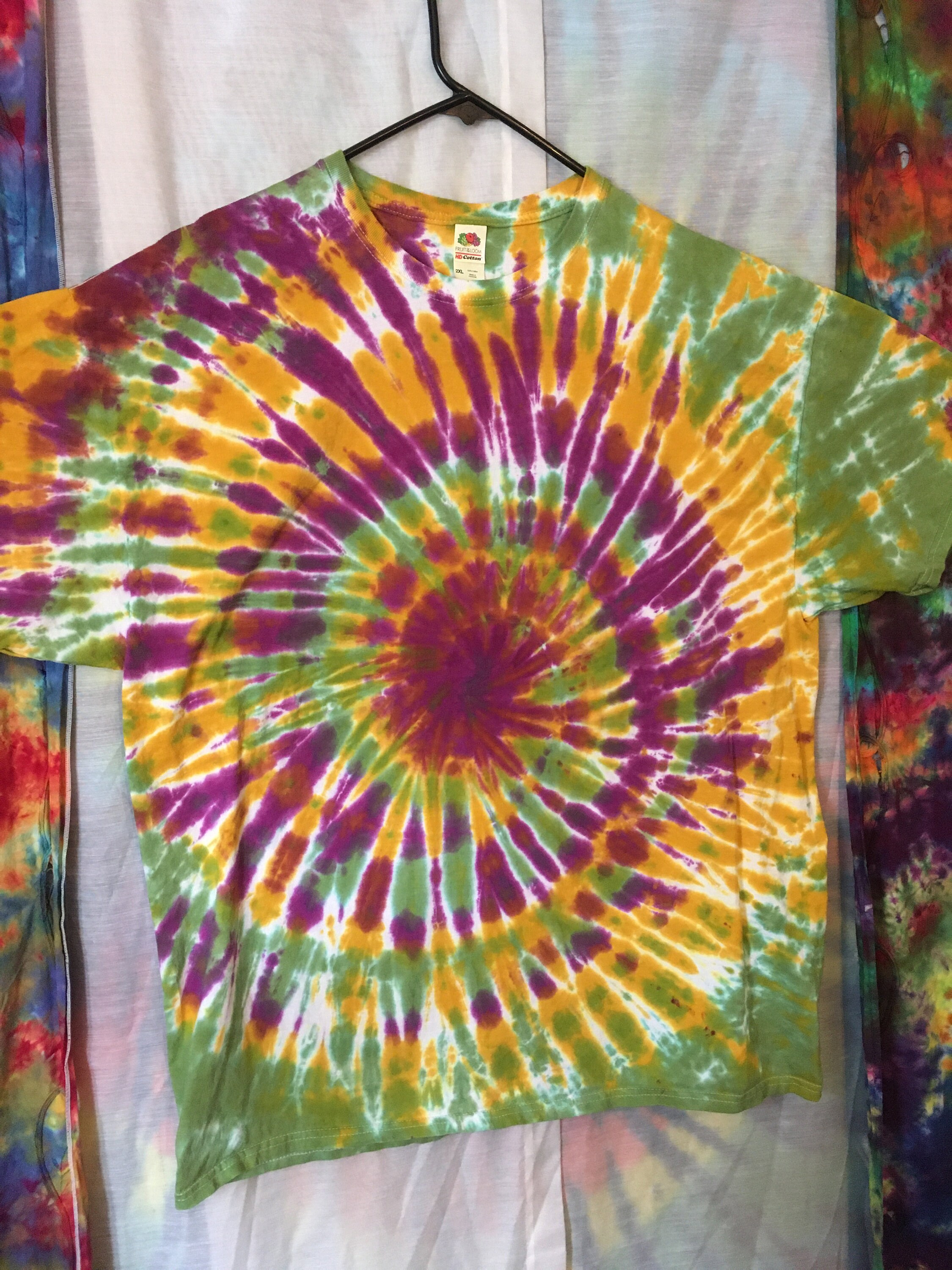 Tie Dye Tie Dyed T Shirt Bright Color Spiral Mens 2 XL | Etsy