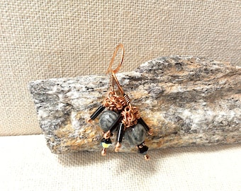 Spider Web Jasper, Swarovski and Copper Earrings - Gentleness - Metaphysical Earrings - Dangle Earrings - Funky Design Earrings