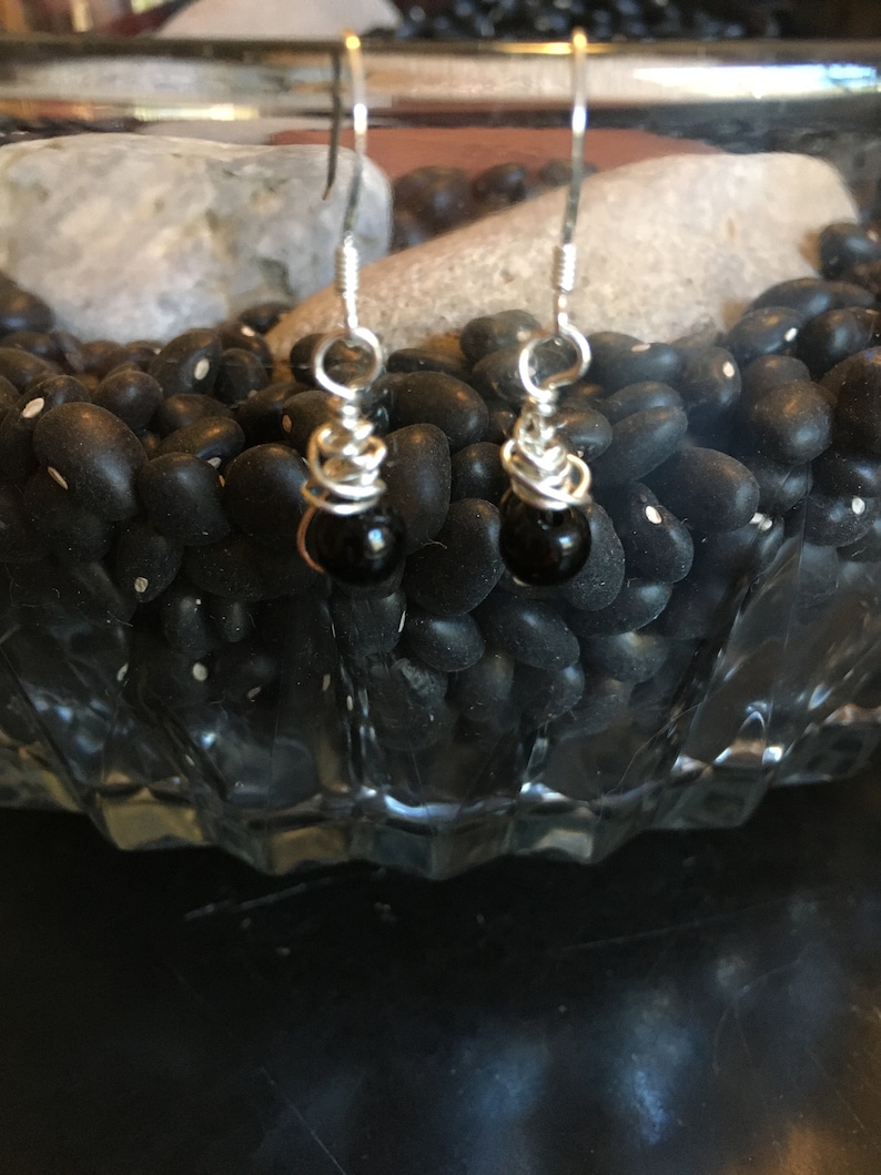Jewelry with Meaning Dangle Earrings Earrings Grounding and Shields Against Negativity Obsidian and Sterling Wire Wrapped Earrings