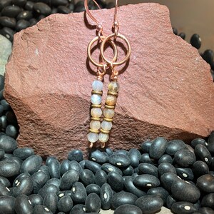 Earrings - Faceted Moonstone on Copper Wire Earrings - Copper Earrings - Jewelry with Meaning - Intuition