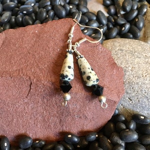 Earrings - Dalmatian Jasper and Sterling Earrings  - Dangle Earrings - Jewelry with Meaning - Nurturing Stone