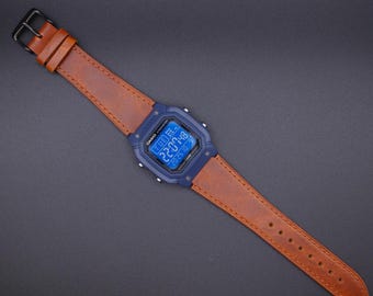 Modified Casio W800H digital watch: "Lenta 11" – Time function unlock, custom amber light-up digits