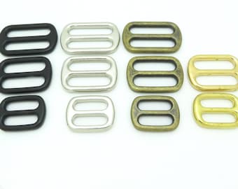 Metal Tri Glide Slide Buckles 3 Bar Adjusters Antique Brass Nickel Black Nickel Brass