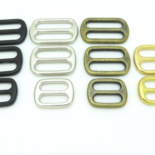 Metal Tri Glide Slide Buckles 3 Bar Adjusters Antique Brass Nickel Black Nickel Brass