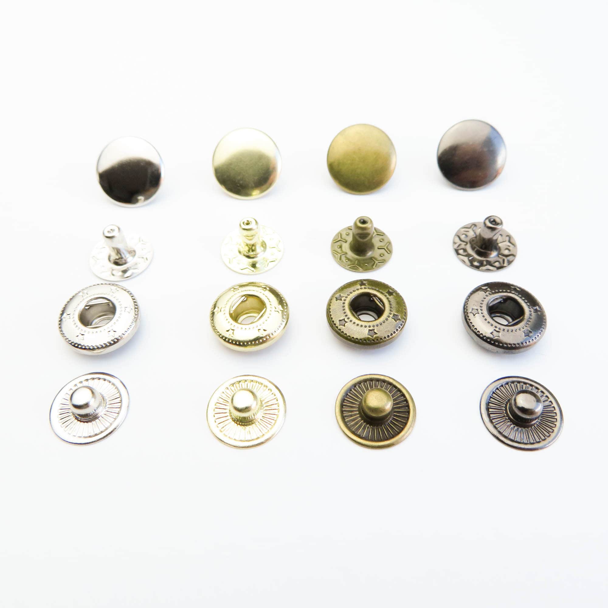 30sets Brass Material Snap Fastener Press Studs Snaps Button